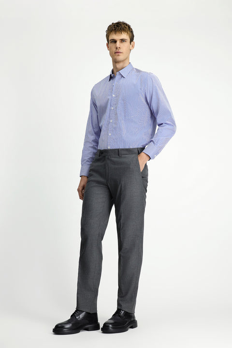 Dark Gray 7 Drop Slim Fit Narrow Cut Patterned Wool Classic Fabric Trousers
