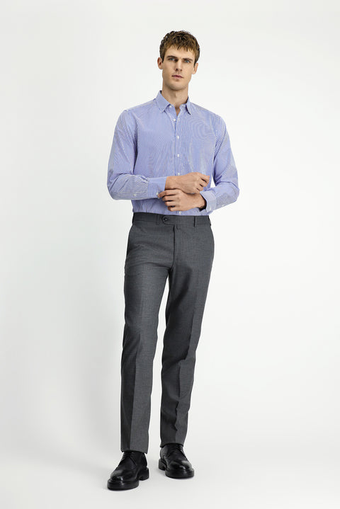 Dark Gray 7 Drop Slim Fit Narrow Cut Patterned Wool Classic Fabric Trousers