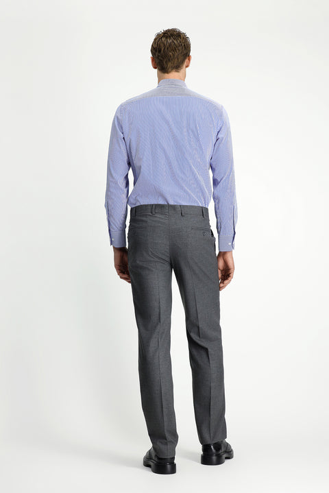 Dark Gray 7 Drop Slim Fit Narrow Cut Patterned Wool Classic Fabric Trousers