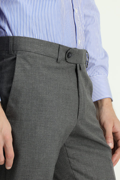 Dark Gray 7 Drop Slim Fit Narrow Cut Patterned Wool Classic Fabric Trousers