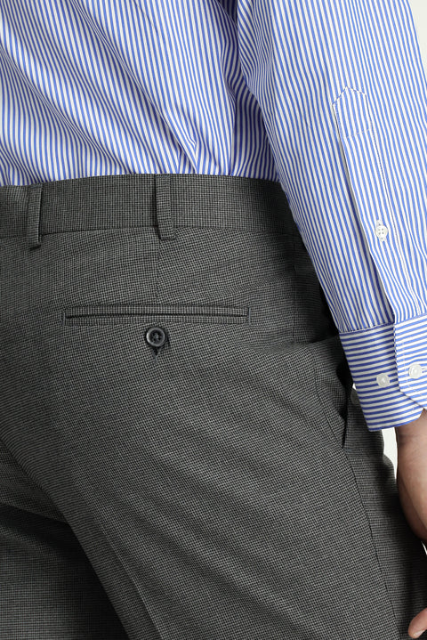 Dark Gray 7 Drop Slim Fit Narrow Cut Patterned Wool Classic Fabric Trousers