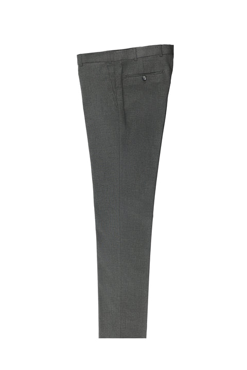 Dark Gray 7 Drop Slim Fit Narrow Cut Wool Classic Patterned Fabric Trousers