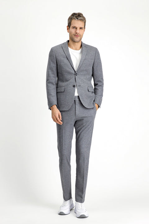 Orta Gri Melanj 7 Drop Super Slim Fit Eksra Dar Kesim Pamuklu Örme Klasik Kumaş Pantolon