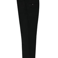 Black 4-Drop Relaxed Fit Casual Cut Classic Wool Fabric Trousers