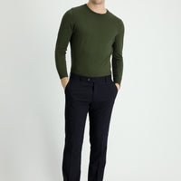 Dark Navy 6 Drop Regular Fit Standard Cut Classic Wool Fabric Trousers