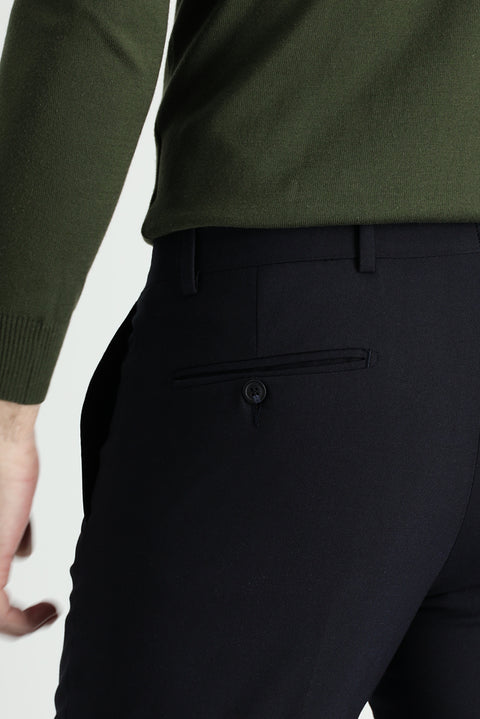 Dark Navy 6 Drop Regular Fit Standard Cut Classic Wool Fabric Trousers