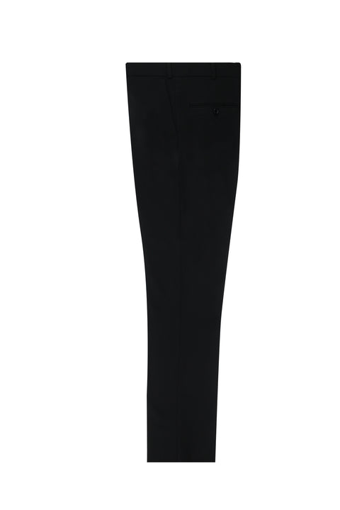 Black 4-Drop Relaxed Fit Casual Cut Classic Wool Fabric Trousers