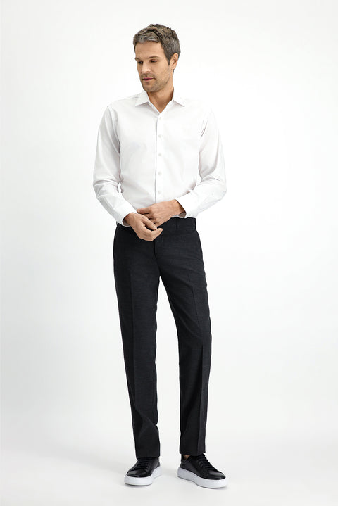 Dark Anthracite 6 Drop Regular Fit Standard Cut Classic Fabric Wool Trousers