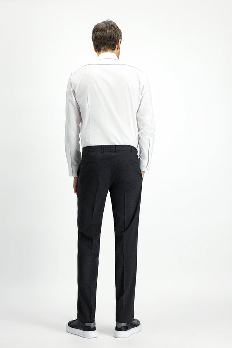 Dark Anthracite 6 Drop Regular Fit Standard Cut Classic Fabric Wool Trousers
