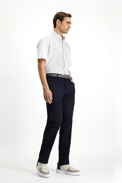 Black Navy 6 Drop Regular Fit Standard Cut Classic Fabric Wool Trousers