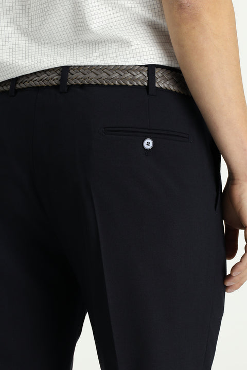 Black Navy 6 Drop Regular Fit Standard Cut Classic Fabric Wool Trousers