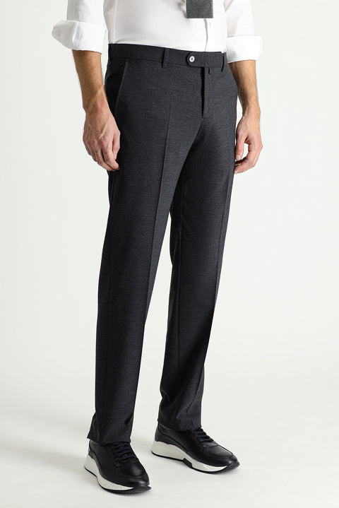 Dark Anthracite 6 Drop Regular Fit Standard Cut Classic Fabric Wool Trousers