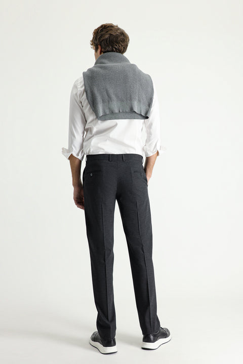Dark Anthracite 6 Drop Regular Fit Standard Cut Classic Fabric Wool Trousers
