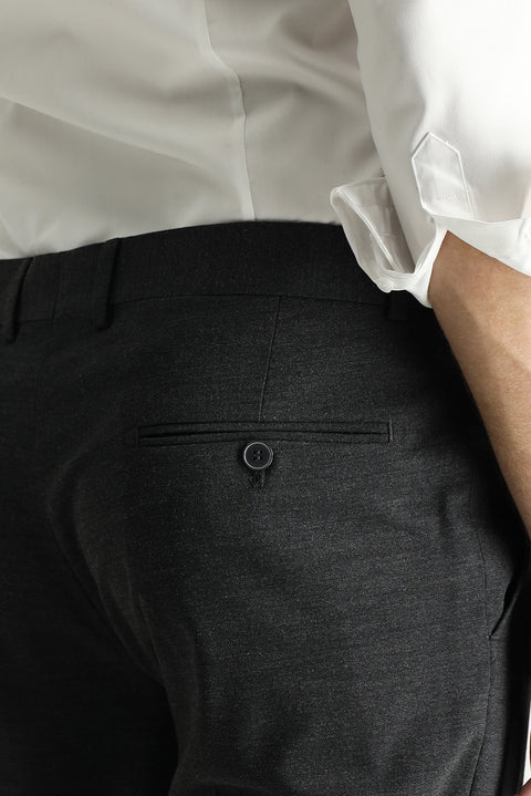 Dark Anthracite 6 Drop Regular Fit Standard Cut Classic Fabric Wool Trousers