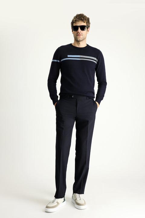 Black Navy 4 Drop Relaxed Fit Classic Fabric Pants