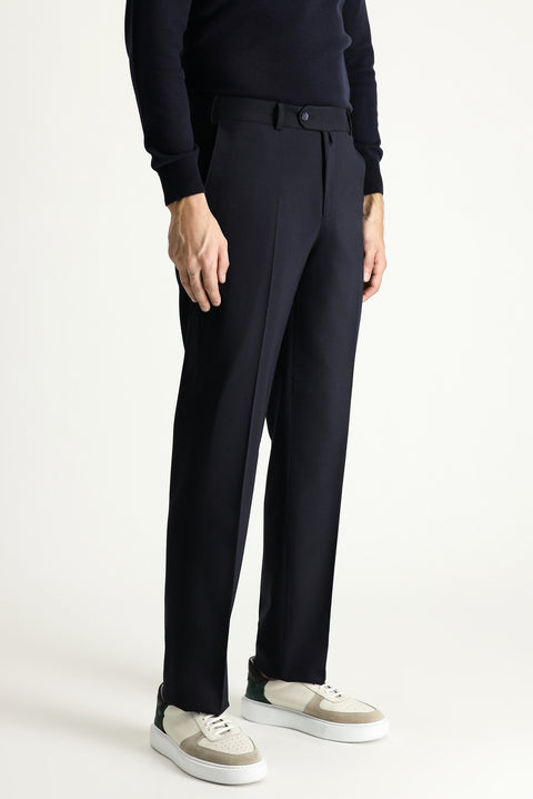 Black Navy 4 Drop Relaxed Fit Classic Fabric Pants