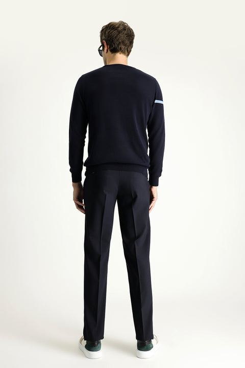 Black Navy 4 Drop Relaxed Fit Classic Fabric Pants