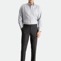 Dark Anthracite 6 Drop Regular Fit Standard Cut Classic Fabric Wool Trousers