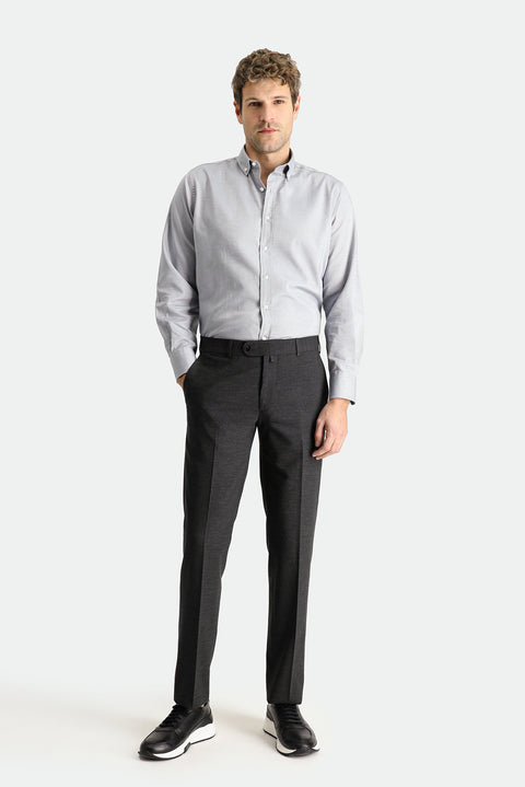 Dark Anthracite 6 Drop Regular Fit Standard Cut Classic Fabric Wool Trousers