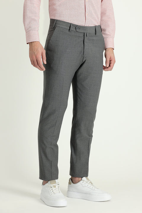 Medium Grey 6 Drop Regular Fit Standard Cut Classic Fabric Wool Trousers
