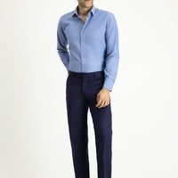 Medium Navy 7 Drop Slim Fit Narrow Cut Classic Wool Fabric Trousers