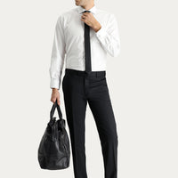 Black 7 Drop Slim Fit Narrow Cut Classic Wool Fabric Trousers