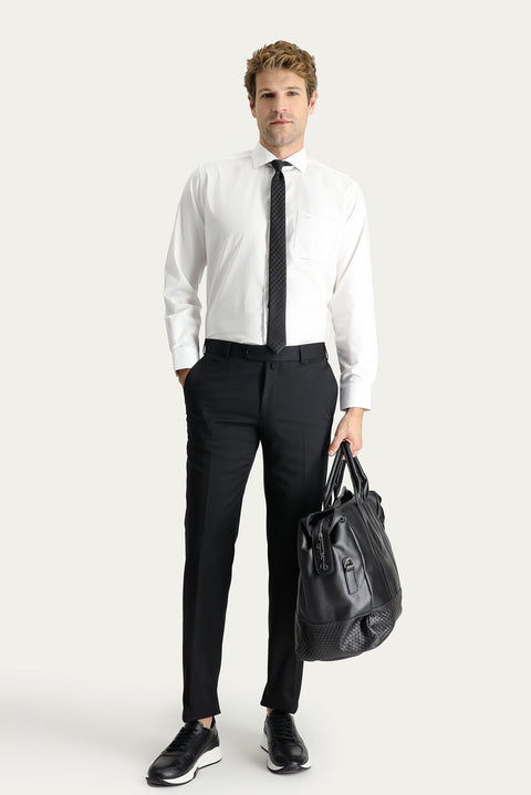 Black 7 Drop Slim Fit Narrow Cut Classic Wool Fabric Trousers