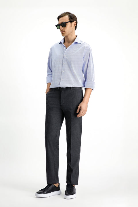Koyu Füme 6 Drop Regular Fit Standart Kesim Yünlü Klasik Kumaş Pantolon
