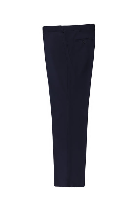 Dark Navy 4 Drop Relaxed Fit Classic Fabric Wool Trousers