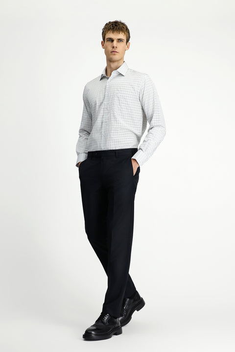 Black 6 Drop Regular Fit Standard Cut Striped Classic Fabric Trousers