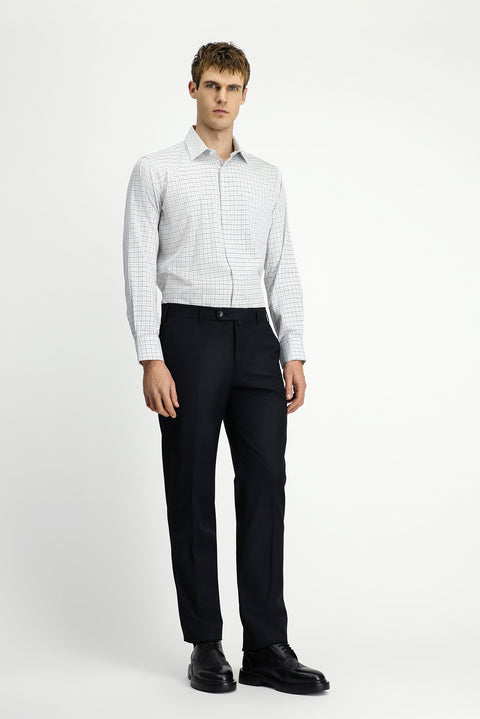 Black 6 Drop Regular Fit Standard Cut Striped Classic Fabric Trousers