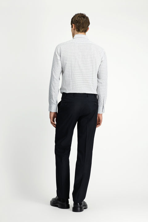 Black 7 Drop Slim Fit Narrow Cut Striped Classic Fabric Trousers