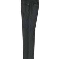 Medium Anthracite 7 Drop Slim Fit Narrow Cut Elastic Waist Striped Lycra Classic Fabric Trousers