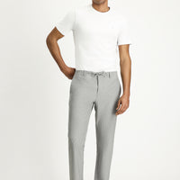Medium Grey 6 Drop Regular Fit Standard Cut Elastic Waist Drawstring Patterned Wavy Lycra Classic Fabric Trousers