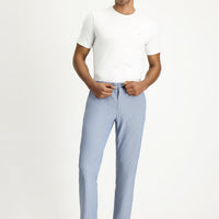 Blue 6 Drop Regular Fit Standard Cut Elastic Waist Drawstring Patterned Wavy Lycra Classic Fabric Trousers