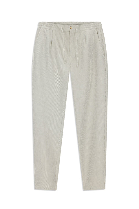 Light Mink 6 Drop Regular Fit Standard Cut Lycra Striped Elastic Waist Drawstring Pleated Classic Fabric Trousers