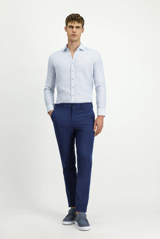  Açık Lacivert 7 Drop Super Slim Fit Eksra Dar Kesim Likralı Çizgili Klasik Kumaş Pantolon