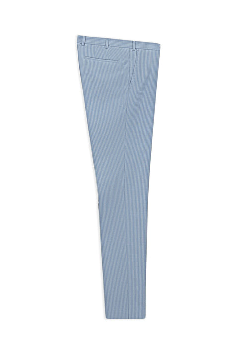 Blue 7 Drop Super Slim Fit Extra Narrow Cut Lycra Striped Classic Fabric Trousers