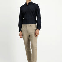 Light Mink 7 Drop Super Slim Fit Extra Narrow Cut Lycra Striped Classic Fabric Trousers