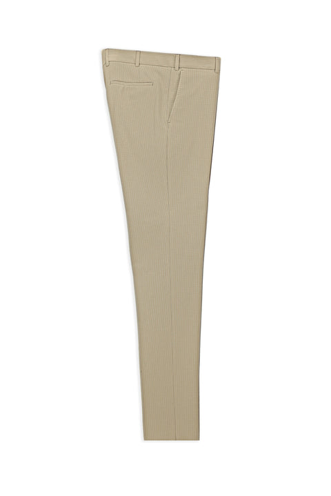 Light Mink 7 Drop Super Slim Fit Extra Narrow Cut Lycra Striped Classic Fabric Trousers