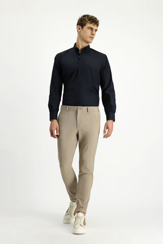 Açık Vizon 7 Drop Super Slim Fit Eksra Dar Kesim Likralı Çizgili Klasik Kumaş Pantolon