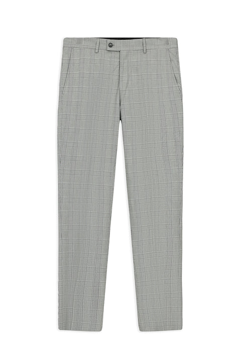 Medium Gray 7 Drop Slim Fit Narrow Cut Plaid Classic Fabric Trousers