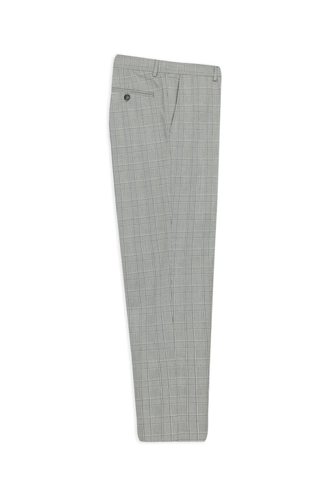 Medium Gray 7 Drop Slim Fit Narrow Cut Plaid Classic Fabric Trousers