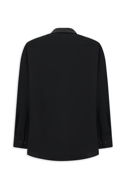 Black Long Sleeve Regular Fit Button-Down Collar Cotton Easy-Iron Shirt