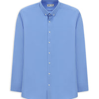 Light Blue Long Sleeve Regular Fit Button-Down Collar Cotton Easy-Iron Shirt