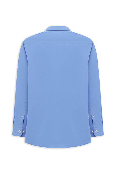 Light Blue Long Sleeve Regular Fit Button-Down Collar Cotton Easy-Iron Shirt