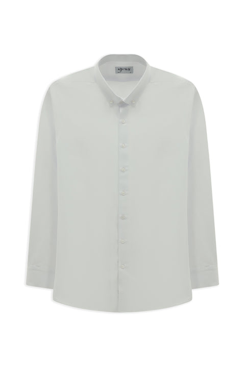 White Long Sleeve Slim Fit Button-Down Collar Cotton Easy-Iron Shirt