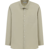 Medium Beige Long Sleeve Regular Fit Classic Collar Pocketed Cotton Easy-Iron Shirt