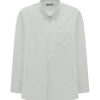 White Long Sleeve Regular Fit Classic Collar Pocketed Cotton Shirt, Easy Iron