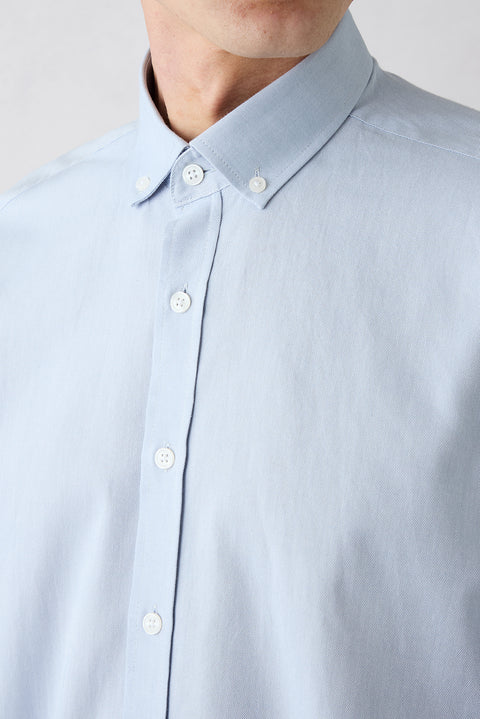 Mid Gray Long Sleeve Regular Fit Button-Down Collar Cotton Oxford 4-Season Shirt